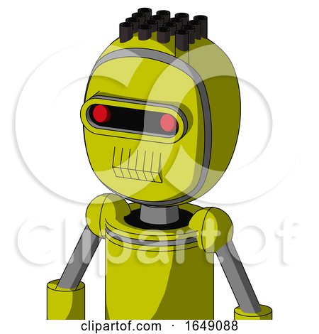 Yellow Robot with Bubble Head and Toothy Mouth and Visor Eye and Pipe Hair by Leo Blanchette