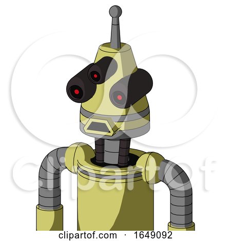 Yellow Robot with Cone Head and Sad Mouth and Three-Eyed and Single Antenna by Leo Blanchette