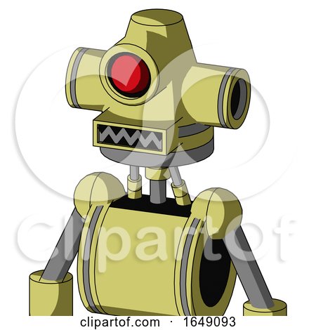 Yellow Robot with Cone Head and Square Mouth and Cyclops Eye by Leo Blanchette