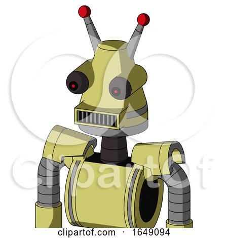Yellow Robot with Cone Head and Square Mouth and Red Eyed and Double Led Antenna by Leo Blanchette