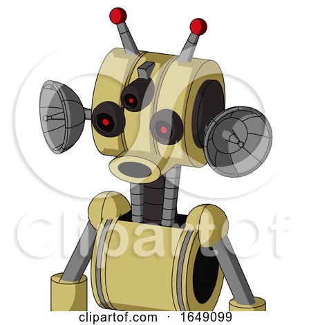 Yellow Droid with Multi-Toroid Head and Round Mouth and Three-Eyed and Double Led Antenna by Leo Blanchette