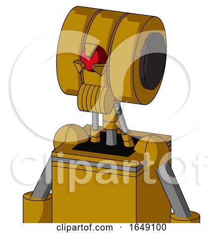 Yellow Droid with Multi-Toroid Head and Speakers Mouth and Angry Cyclops Eye by Leo Blanchette