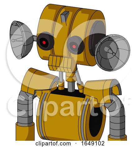 Yellow Droid with Multi-Toroid Head and Toothy Mouth and Black Glowing Red Eyes by Leo Blanchette