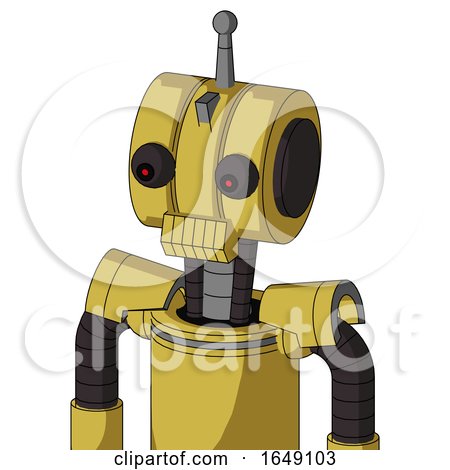 Yellow Droid with Multi-Toroid Head and Toothy Mouth and Red Eyed and Single Antenna by Leo Blanchette