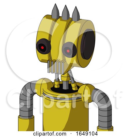 Yellow Droid with Multi-Toroid Head and Vent Mouth and Black Glowing Red Eyes and Three Spiked by Leo Blanchette