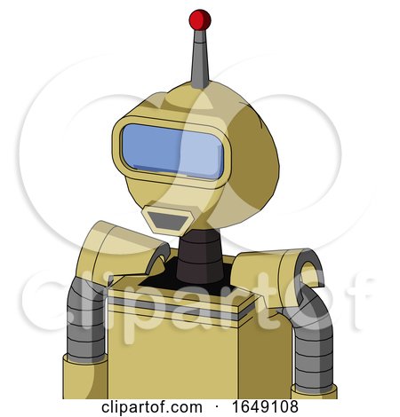 Yellow Droid with Rounded Head and Happy Mouth and Large Blue Visor Eye and Single Led Antenna by Leo Blanchette