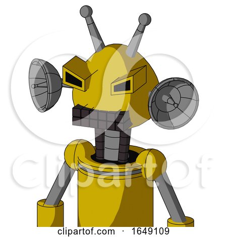 Yellow Droid with Rounded Head and Keyboard Mouth and Angry Eyes and Double Antenna by Leo Blanchette