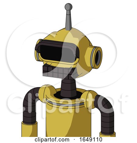 Yellow Droid with Rounded Head and Keyboard Mouth and Black Visor Eye and Single Antenna by Leo Blanchette