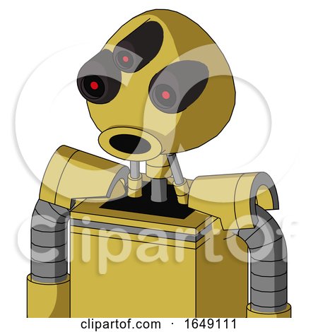 Yellow Droid with Rounded Head and Round Mouth and Three-Eyed by Leo Blanchette