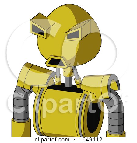 Yellow Droid with Rounded Head and Sad Mouth and Angry Eyes by Leo Blanchette