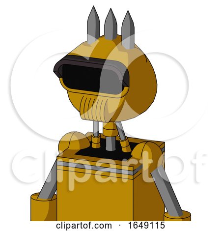 Yellow Droid with Rounded Head and Speakers Mouth and Black Visor Eye and Three Spiked by Leo Blanchette