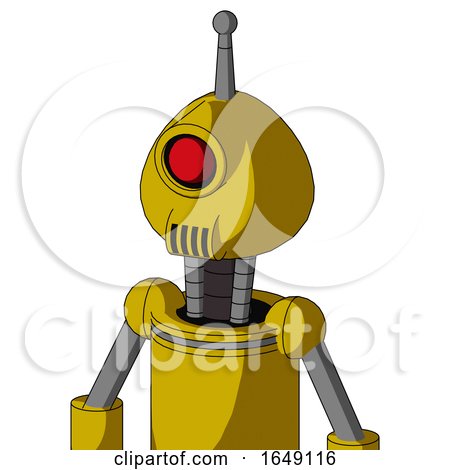Yellow Droid with Rounded Head and Speakers Mouth and Cyclops Eye and Single Antenna by Leo Blanchette