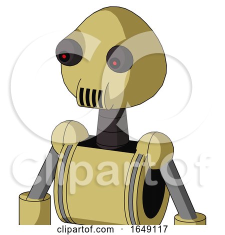 Yellow Droid with Rounded Head and Speakers Mouth and Red Eyed by Leo Blanchette