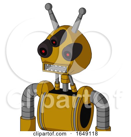 Yellow Droid with Rounded Head and Square Mouth and Three-Eyed and Double Antenna by Leo Blanchette