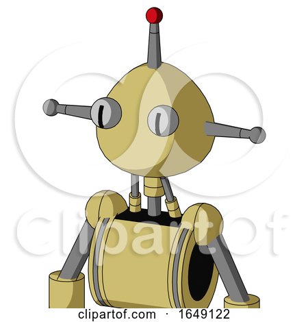 Yellow Droid with Rounded Head and Two Eyes and Single Led Antenna by Leo Blanchette