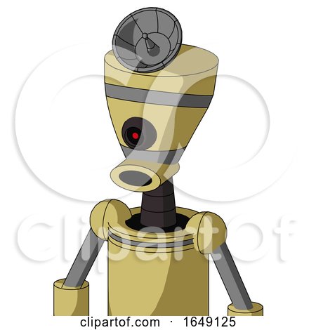 Yellow Droid with Vase Head and Round Mouth and Black Cyclops Eye and Radar Dish Hat by Leo Blanchette
