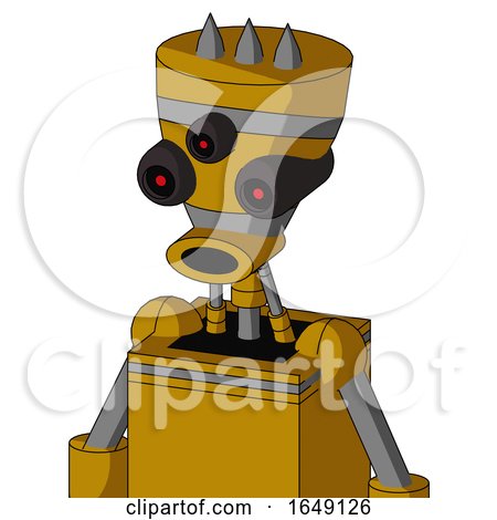 Yellow Droid with Vase Head and Round Mouth and Three-Eyed and Three Spiked by Leo Blanchette