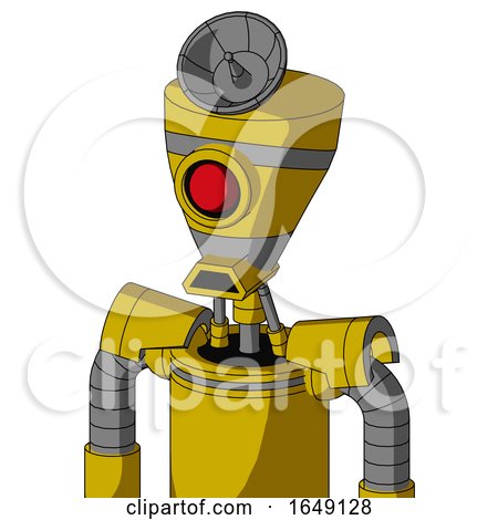 Yellow Droid with Vase Head and Sad Mouth and Cyclops Eye and Radar Dish Hat by Leo Blanchette