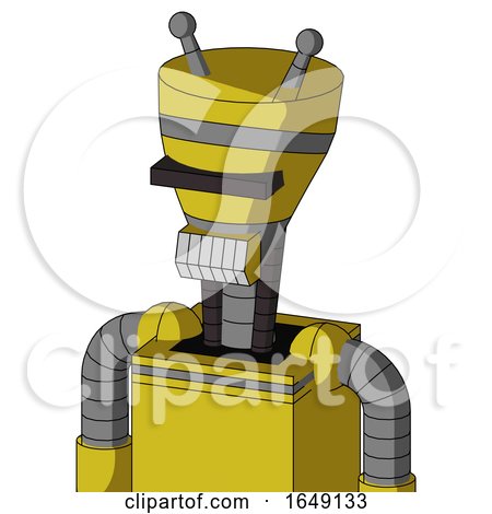 Yellow Droid with Vase Head and Teeth Mouth and Black Visor Cyclops and Double Antenna by Leo Blanchette