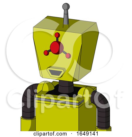 Yellow Robot with Box Head and Happy Mouth and Cyclops Compound Eyes and Single Antenna by Leo Blanchette