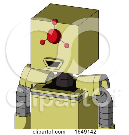 Yellow Robot with Box Head and Happy Mouth and Cyclops Compound Eyes by Leo Blanchette