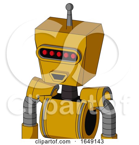 Yellow Robot with Box Head and Happy Mouth and Visor Eye and Single Antenna by Leo Blanchette