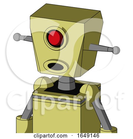 Yellow Robot with Box Head and Round Mouth and Cyclops Eye by Leo Blanchette