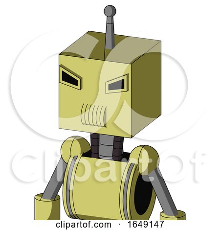 Yellow Robot with Box Head and Speakers Mouth and Angry Eyes and Single Antenna by Leo Blanchette