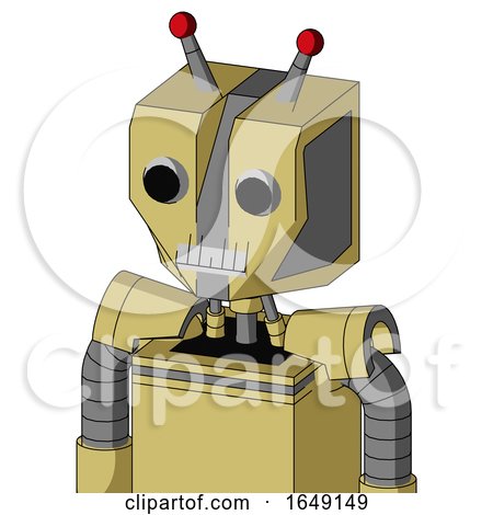 Yellow Droid with Mechanical Head and Teeth Mouth and Two Eyes and Double Led Antenna by Leo Blanchette