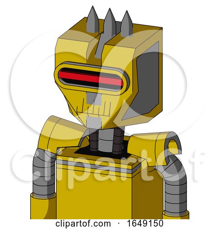 Yellow Droid with Mechanical Head and Toothy Mouth and Visor Eye and Three Spiked by Leo Blanchette