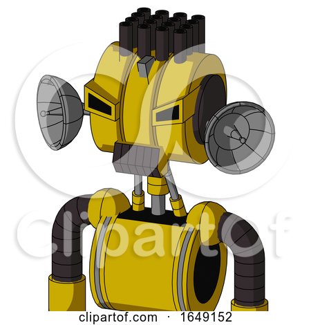 Yellow Droid with Multi-Toroid Head and Dark Tooth Mouth and Angry Eyes and Pipe Hair by Leo Blanchette