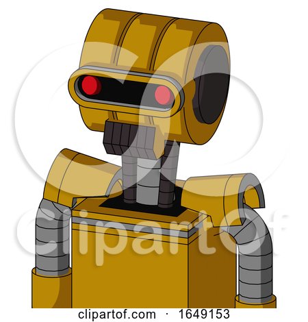 Yellow Droid with Multi-Toroid Head and Dark Tooth Mouth and Visor Eye by Leo Blanchette