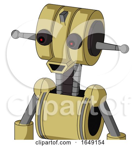 Yellow Droid with Multi-Toroid Head and Happy Mouth and Red Eyed by Leo Blanchette