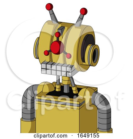 Yellow Droid with Multi-Toroid Head and Keyboard Mouth and Cyclops Compound Eyes and Double Led Antenna by Leo Blanchette