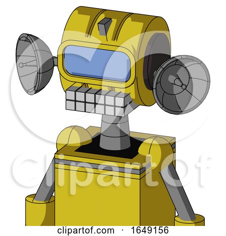 Yellow Droid with Multi-Toroid Head and Keyboard Mouth and Large Blue Visor Eye by Leo Blanchette