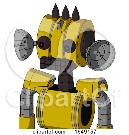 Yellow Droid with Multi-Toroid Head and Keyboard Mouth and Red Eyed and Three Dark Spikes by Leo Blanchette