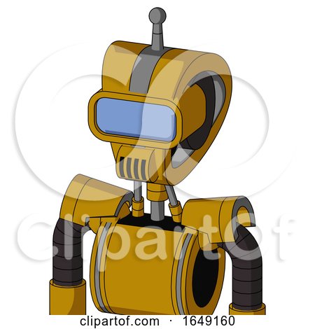 Yellow Droid with Droid Head and Speakers Mouth and Large Blue Visor Eye and Single Antenna by Leo Blanchette