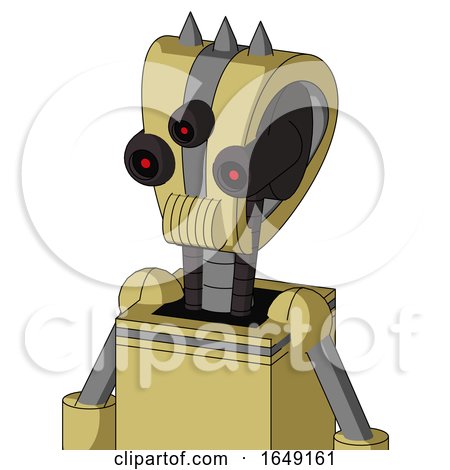 Yellow Droid with Droid Head and Speakers Mouth and Three-Eyed and Three Spiked by Leo Blanchette
