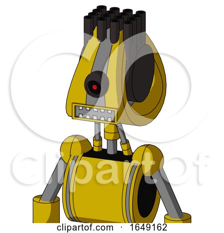 Yellow Droid with Droid Head and Square Mouth and Black Cyclops Eye and Pipe Hair by Leo Blanchette