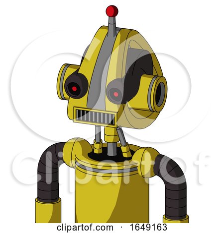 Yellow Droid with Droid Head and Square Mouth and Black Glowing Red Eyes and Single Led Antenna by Leo Blanchette