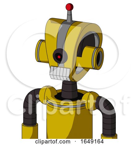 Yellow Droid with Droid Head and Teeth Mouth and Black Cyclops Eye and Single Led Antenna by Leo Blanchette