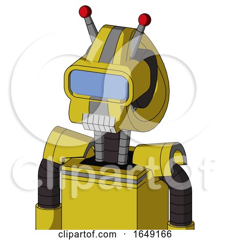 Yellow Droid with Droid Head and Teeth Mouth and Large Blue Visor Eye and Double Led Antenna by Leo Blanchette