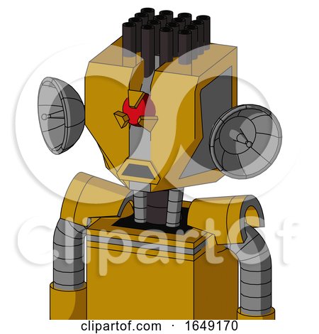 Yellow Droid with Mechanical Head and Sad Mouth and Angry Cyclops Eye and Pipe Hair by Leo Blanchette