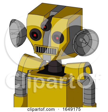 Yellow Droid with Mechanical Head and Square Mouth and Three-Eyed by Leo Blanchette