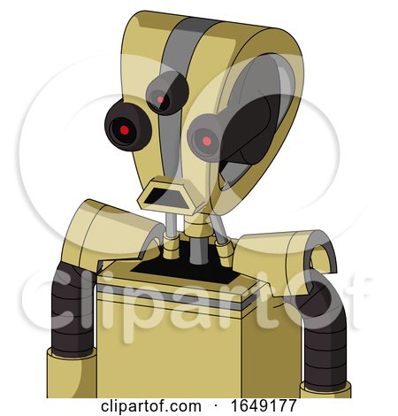 Yellow Droid with Droid Head and Sad Mouth and Three-Eyed by Leo Blanchette