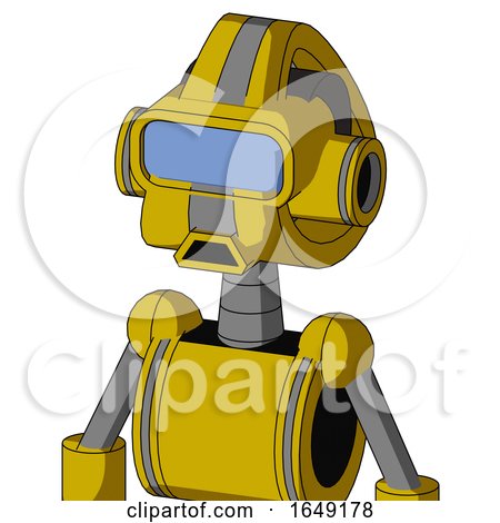 Yellow Droid with Droid Head and Sad Mouth and Large Blue Visor Eye by Leo Blanchette