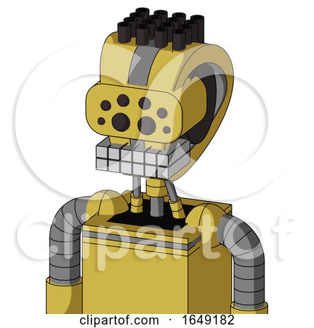 Yellow Droid with Droid Head and Keyboard Mouth and Bug Eyes and Pipe Hair by Leo Blanchette