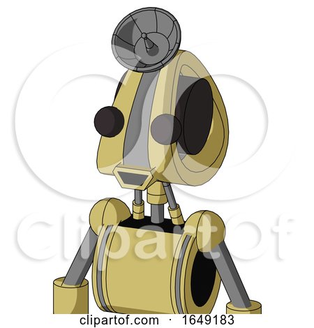 Yellow Droid with Droid Head and Happy Mouth and Two Eyes and Radar Dish Hat by Leo Blanchette