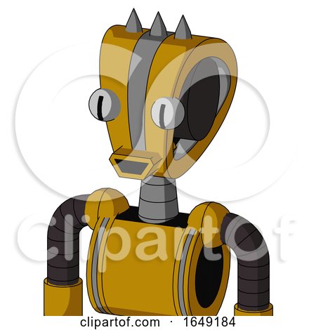 Yellow Droid with Droid Head and Happy Mouth and Two Eyes and Three Spiked by Leo Blanchette