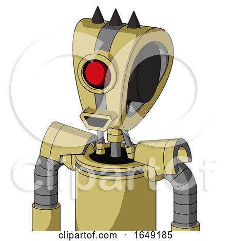 Yellow Droid with Droid Head and Happy Mouth and Cyclops Eye and Three Dark Spikes by Leo Blanchette